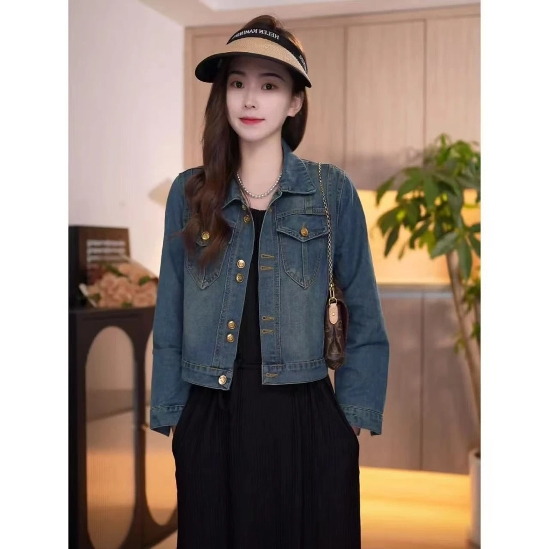 小个子休闲牛仔外套女2025春秋新款时尚宽松显瘦短款夹克正肩上衣