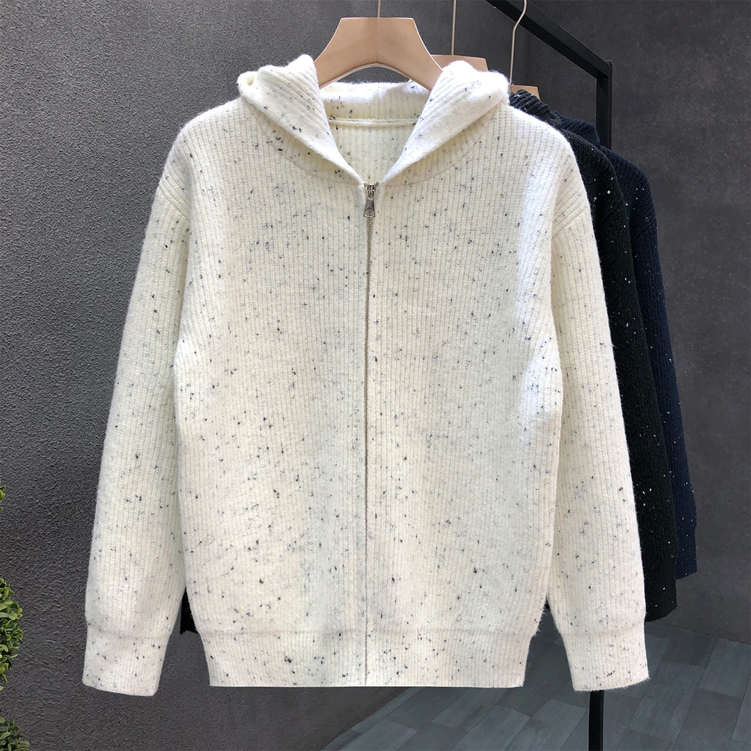 郎的高街风港式宽松拉链毛衣外套男外穿开衫针织衫2024秋冬季上衣