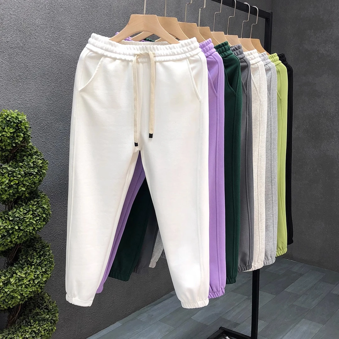 2024秋季新款男士运动九分裤简约百搭休闲卫裤男潮牌潮流白色裤子