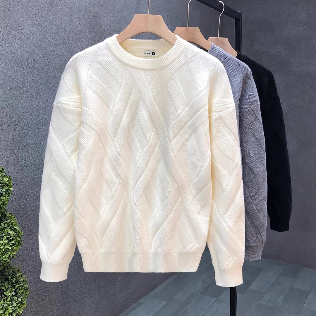 高品质痞帅厚毛衣男潮牌冬季宽松打底衫2024新款男士秋冬款针织衫