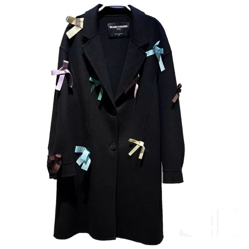 蝴蝶结双面尼大衣