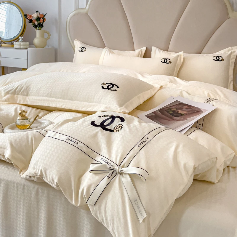 高级感四件套法式浪漫床单蝴蝶结被套公主风床上用品小香风磨毛白