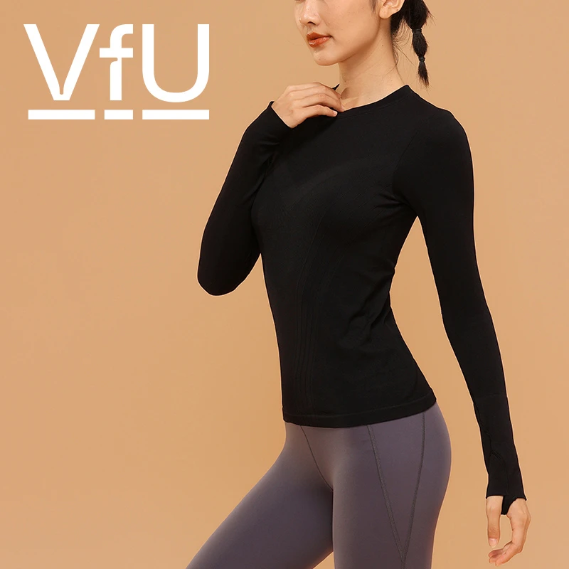 VFU一体织瑜伽服修身长袖运动上衣女士健身衣训练服秋冬季65014