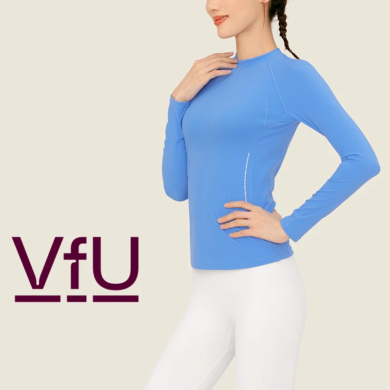 VFU【限量回馈】小高领紧身瑜伽服女长袖运动上衣健身服秋季65015