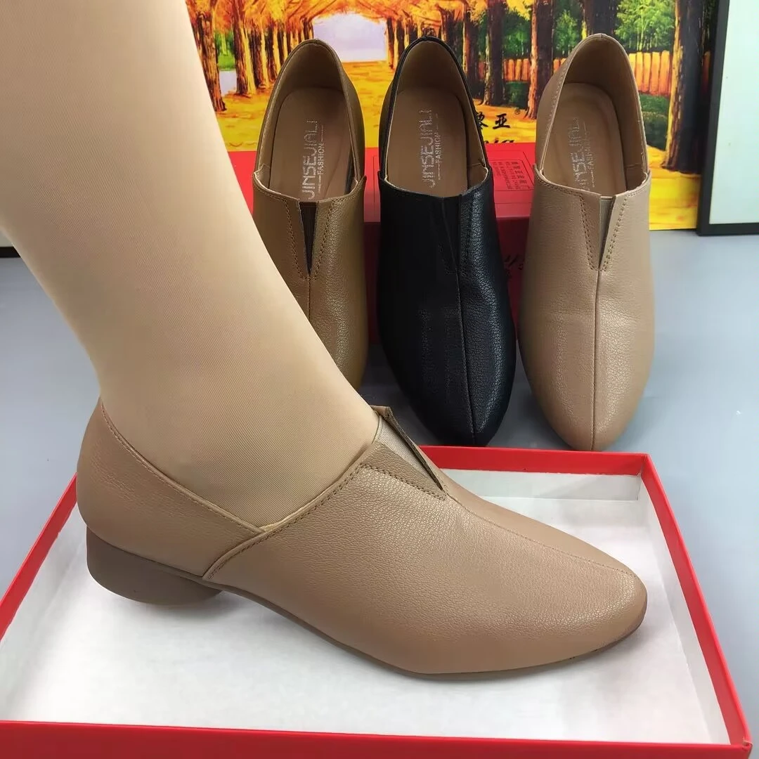 复古正品软底软面单鞋尖头2024新款秋季浅口平底玛丽鞋豆豆鞋女鞋