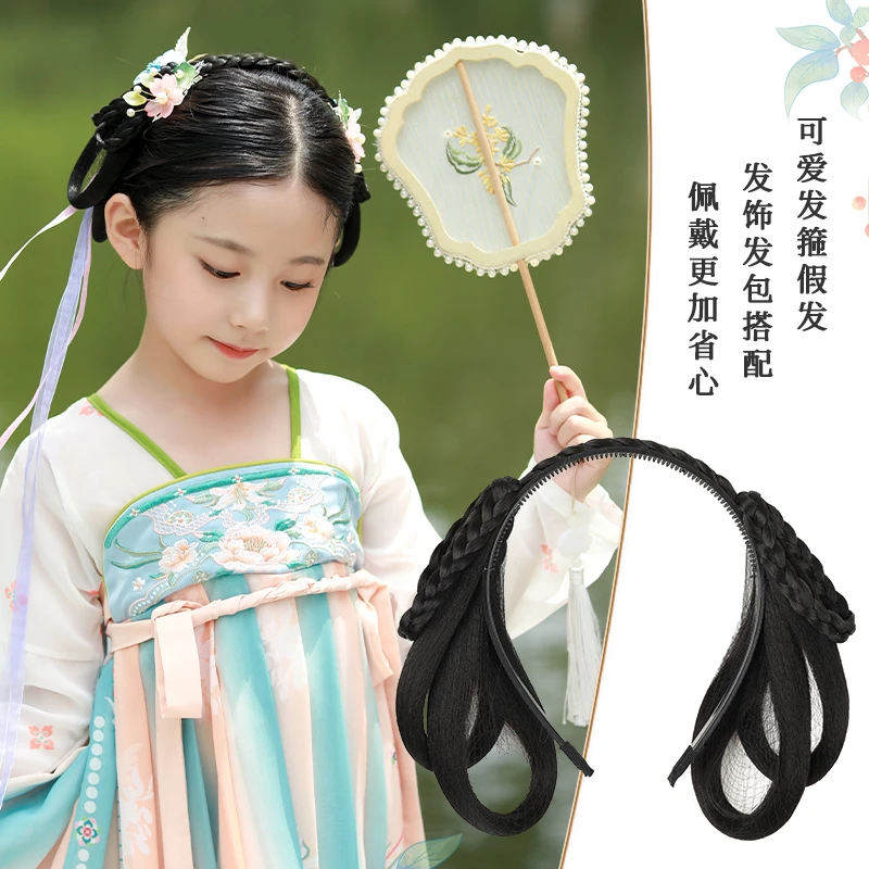 HAIR/春秋古风儿童假发一体式发箍发包日常盘发造型头饰一体