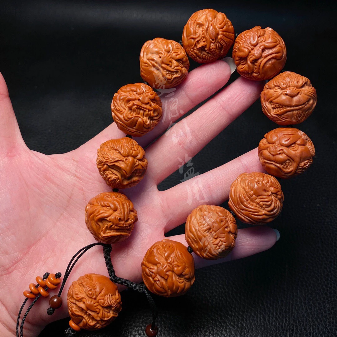 「2.3十二生肖恶僧」手串橄榄核雕刻文玩手链念珠佛珠核雕手工艺品