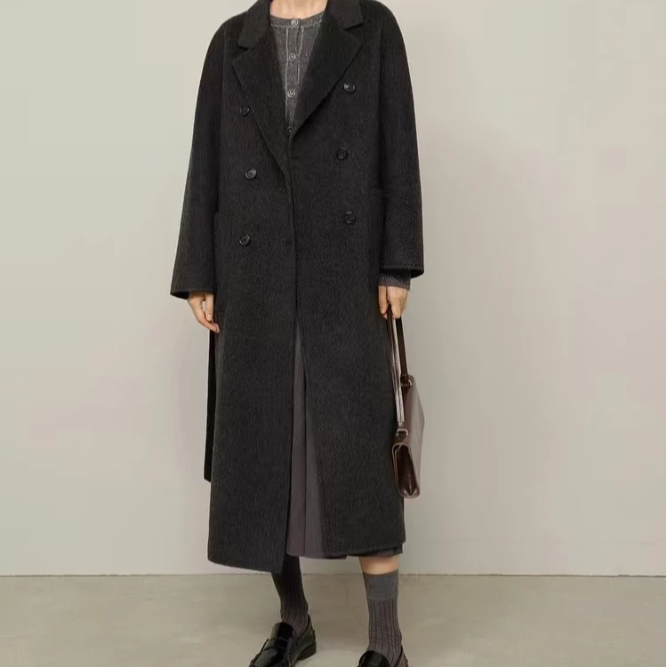 【杨杨】轻奢订制MM同款2025新款牦牛绒桑蚕丝羊毛大衣百搭显瘦