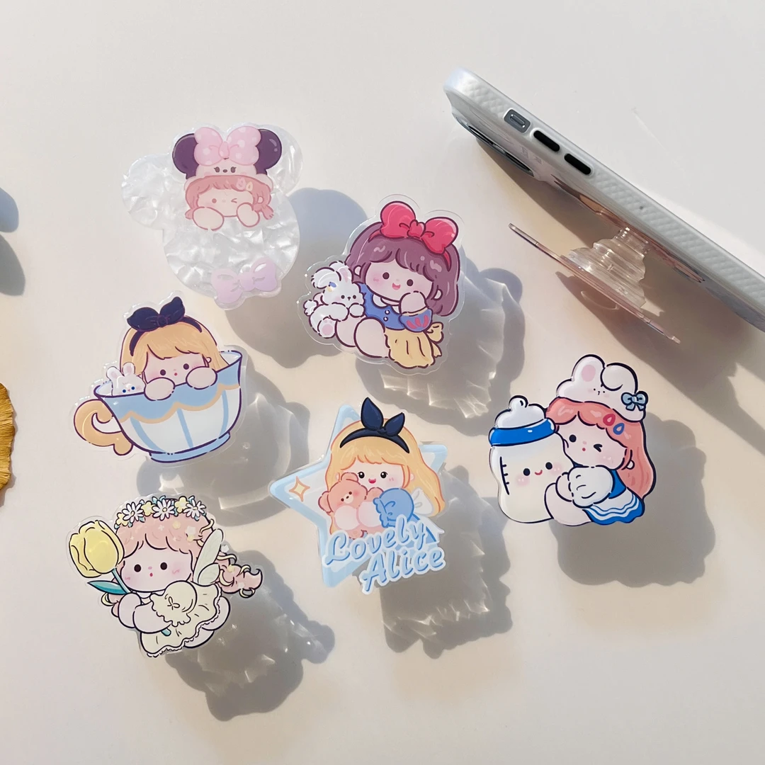 桃气小依原创ins可爱卡通伸缩DIY手机气囊滴胶折叠支架