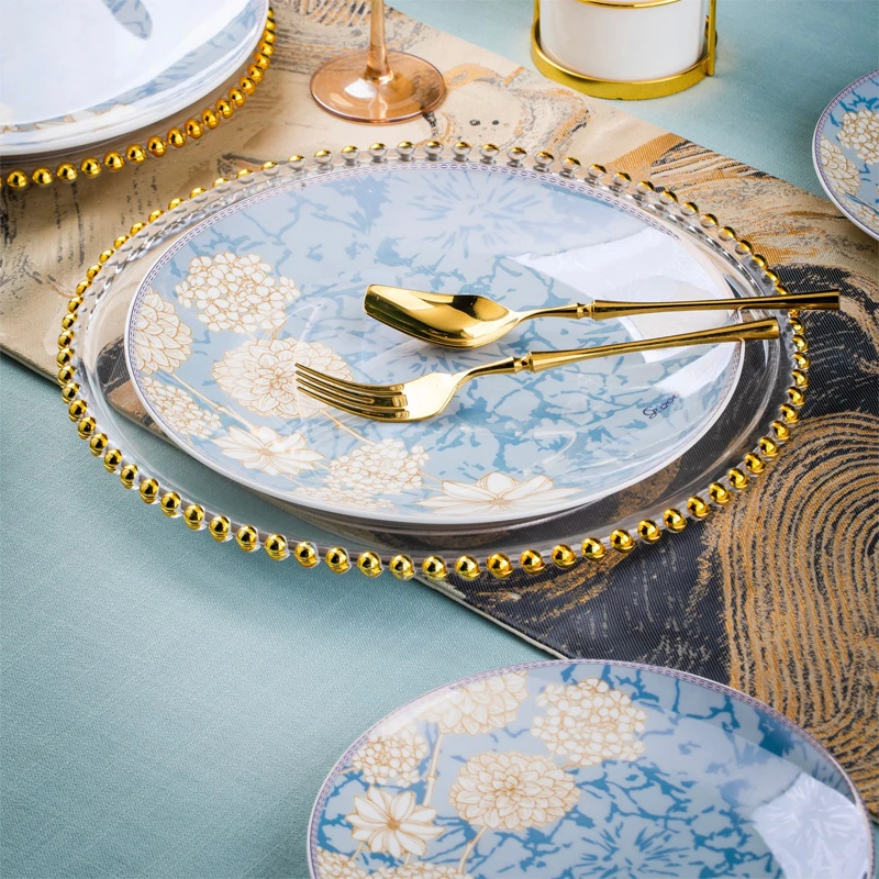 时光漫步8英寸月光盘（点关注送2个）景德镇家用陶瓷盘子餐盘菜盘