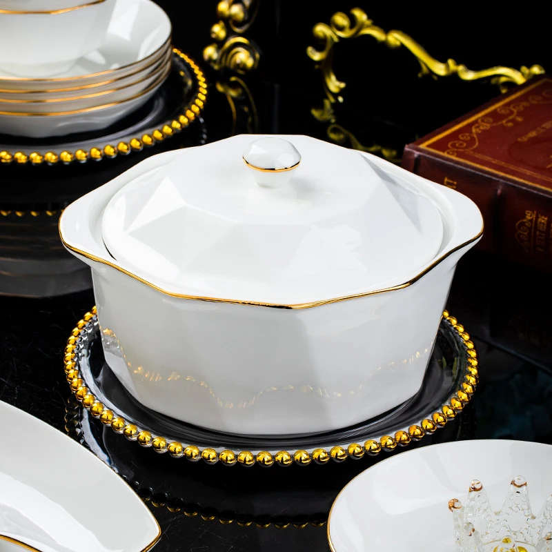 钻石人生大汤煲1个+大汤勺1个景德镇家用陶瓷餐具欧式大容量盛汤