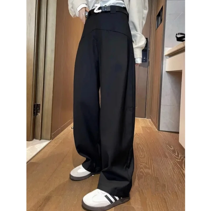 黑色镰刀裤女秋季韩版高腰显瘦宽松弯刀休闲裤设计感小众雅痞裤潮