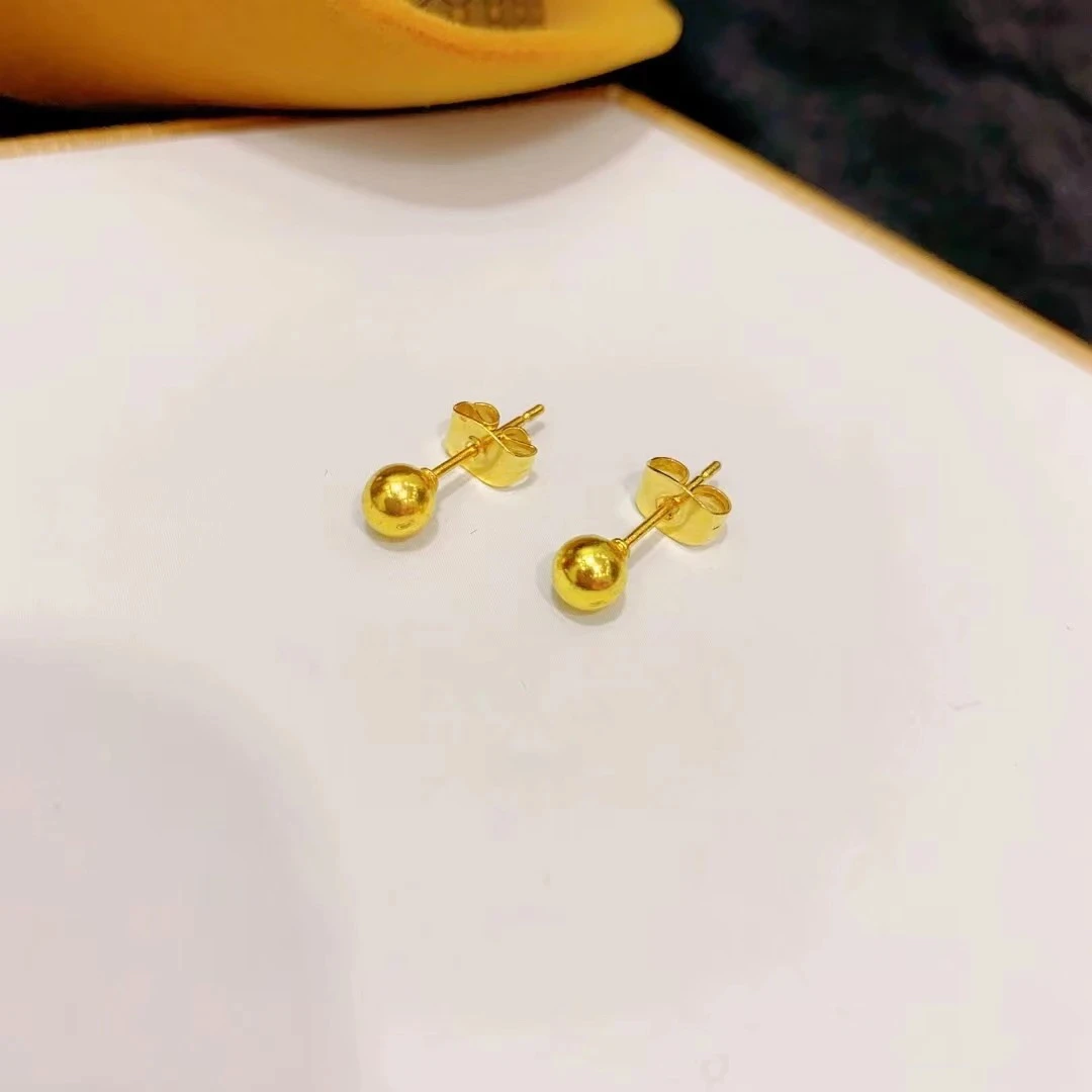耳饰百搭镀K金气质简约时尚豆豆耳钉金色8911