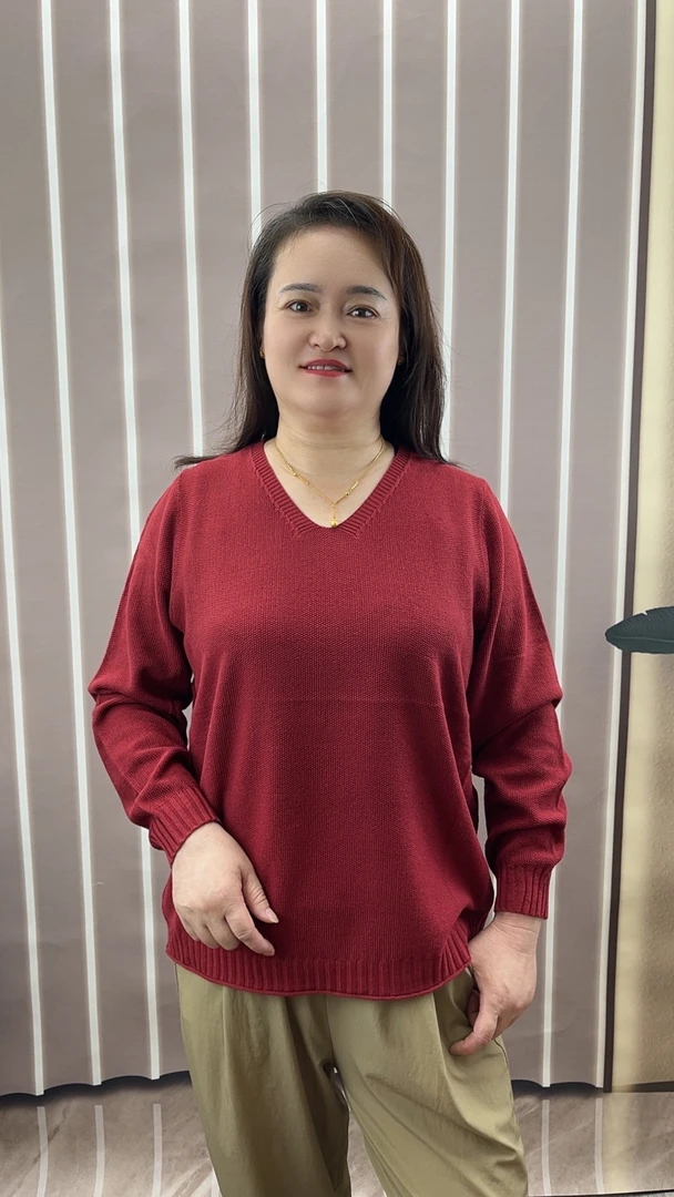 秋冬棉线不起球不掉色显瘦气质宽松休闲百搭简约棉线长袖针织衫