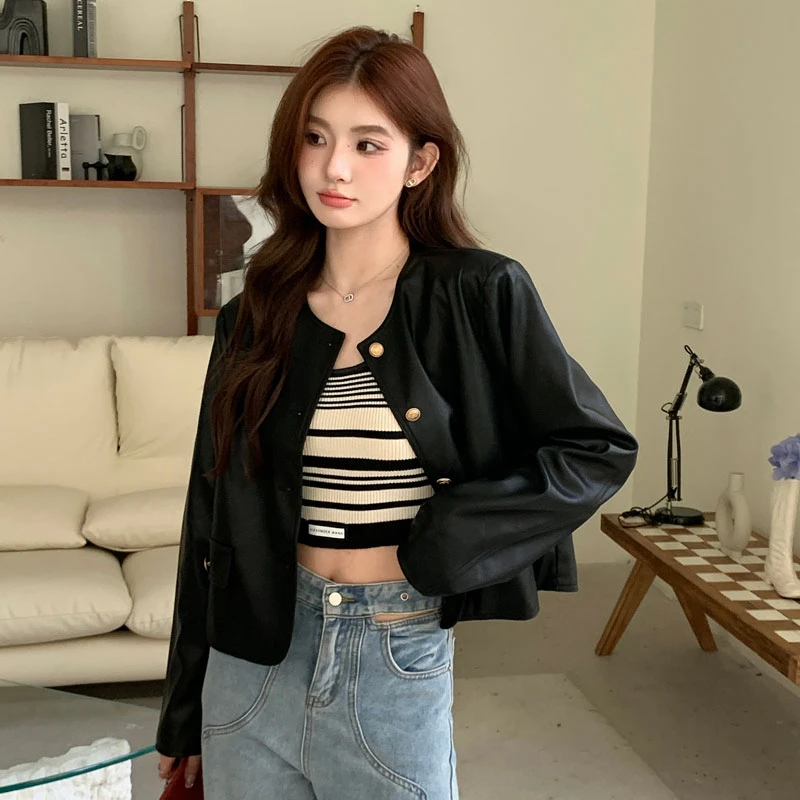 小个子PU皮衣外套女2025秋季新款韩版爆款炸街设计感小众百搭上衣