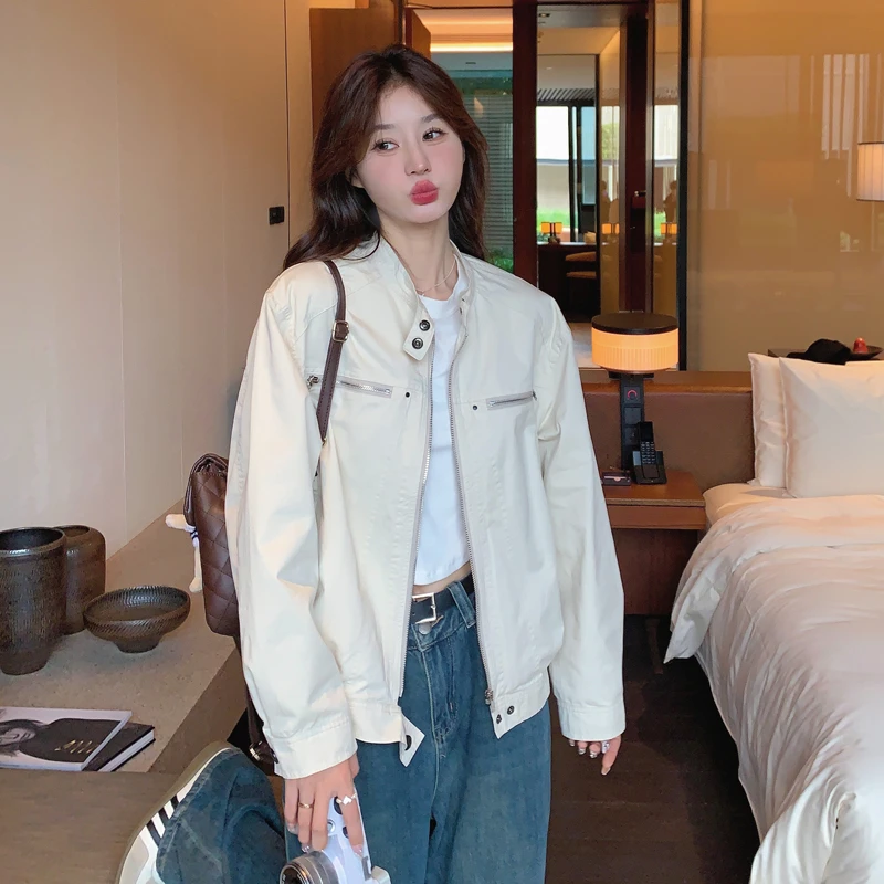 复古休闲夹克外套女2025秋季新款学院风设计感小个子宽松显瘦上衣