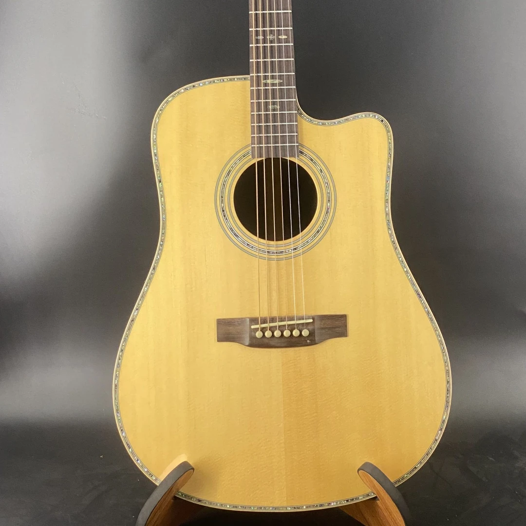 罗莎塔高端西缇卡云杉印度玫瑰木全单民谣吉他D桶亮光漆41寸