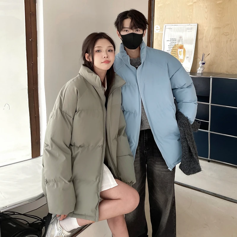 冬季新款加厚棉衣百搭情侣款宽松休闲港风立领保暖棉服