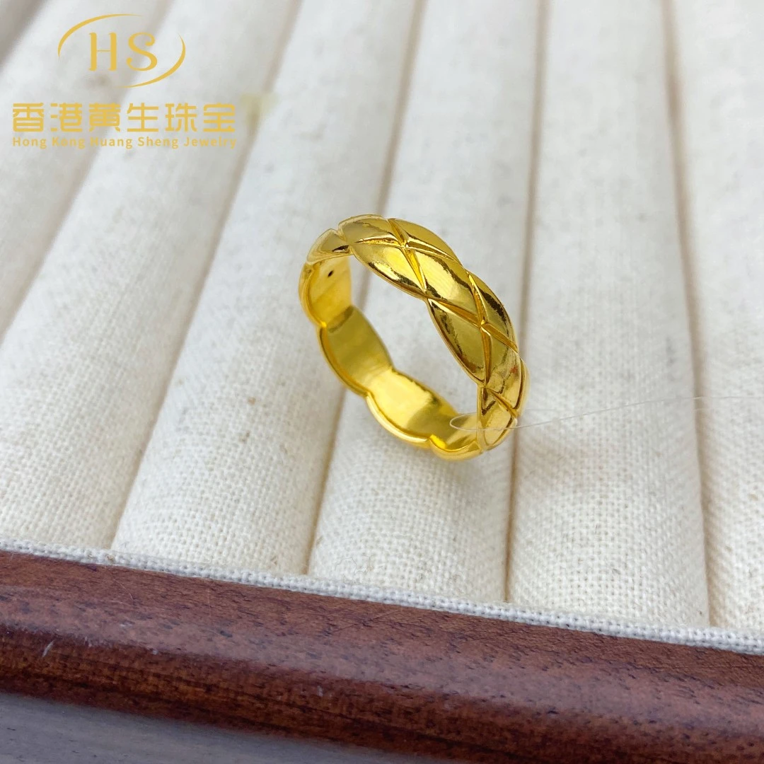 5D工艺足金999菱格戒指带包装送礼或自戴礼物时尚黄金多退少补