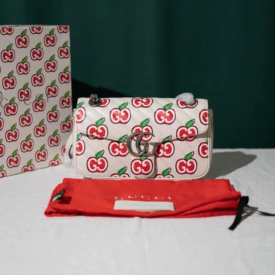 99新 GUCCI/古驰 马蒙26单肩 苹果包 27*7*17  编码114002