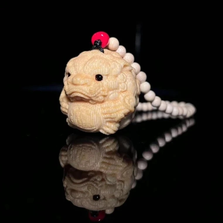 【貔貅报球】实心竹精雕手把件 摆件 貔貅 有球必应拍下即送玉华液