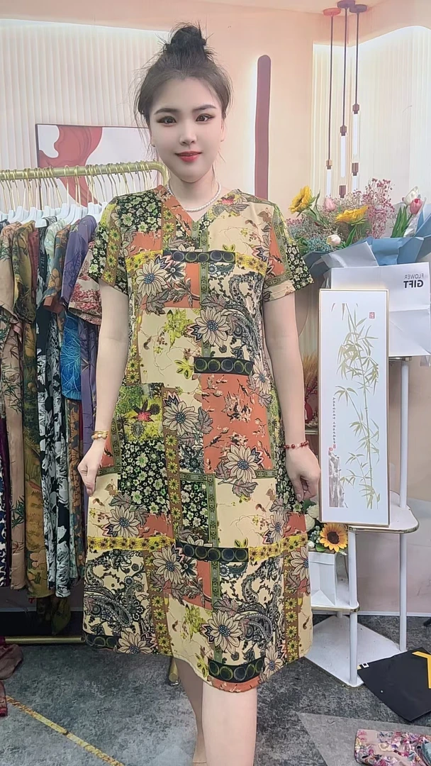 【知画】2024夏季新款时尚气质显瘦百搭中长款妈妈装