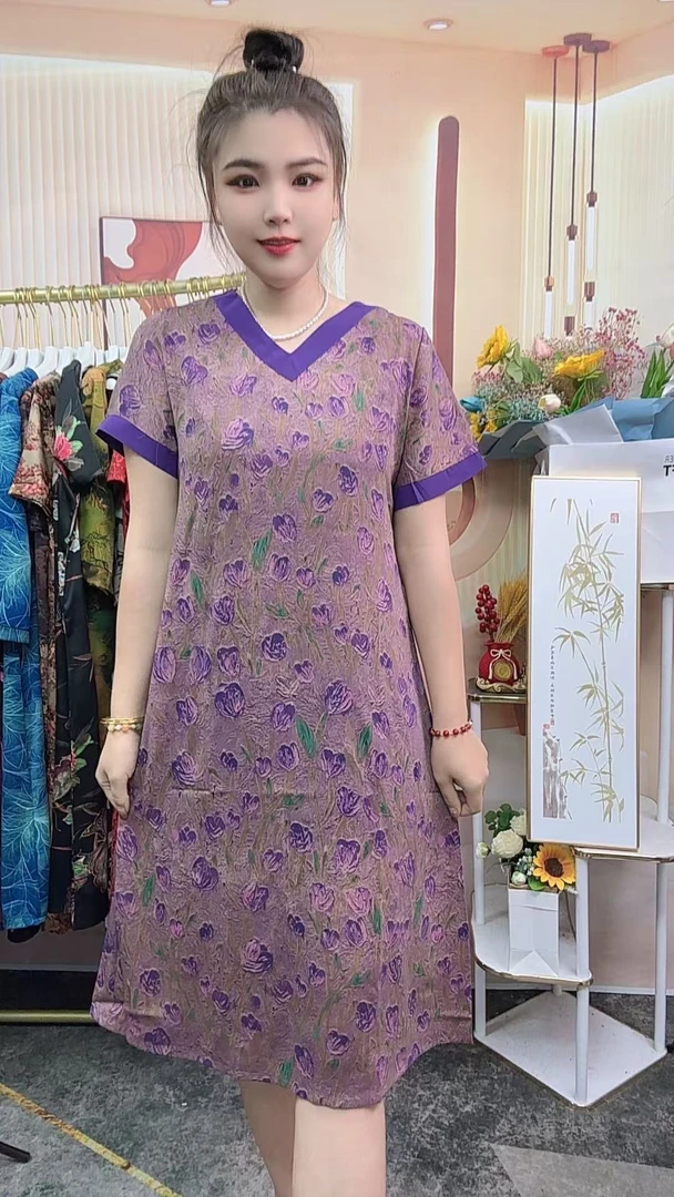 【郁金香】2024夏季新款时尚气质显瘦百搭中长款妈妈装