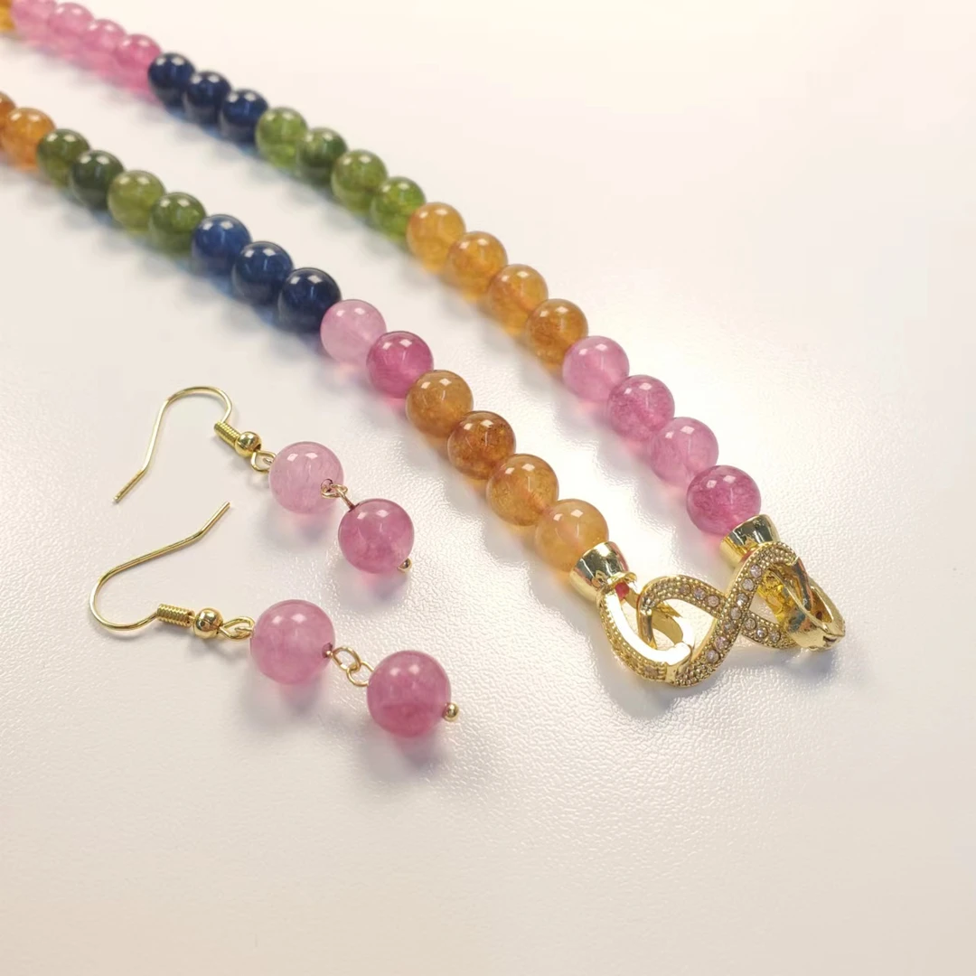 非金属仿水晶项链 G571【赵小姐】轻奢气质款项链耳坠套装