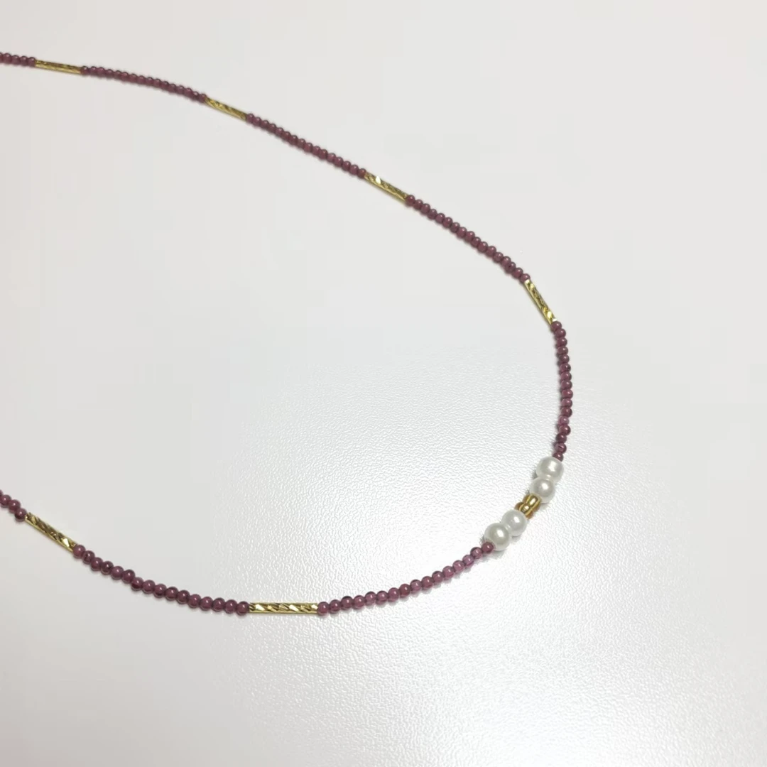 S287【赵小姐】轻奢气质款石榴石珍珠项链