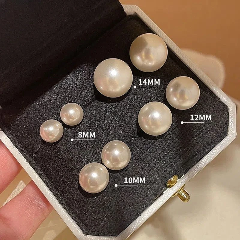 法式复古赫本风白色珠珠耳钉ins百搭气质耳环女质感温柔小众耳饰