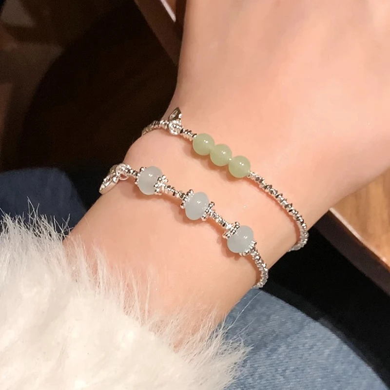 铜合金仿水晶手链 国风碎银子福牌时尚轻奢新中式简约高级感手链
