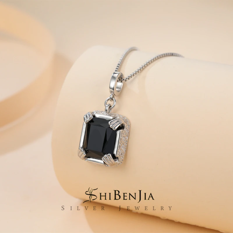 坠链均925银 菱形切割面甜酷重工项链小众设计雕花高级简约毛衣链