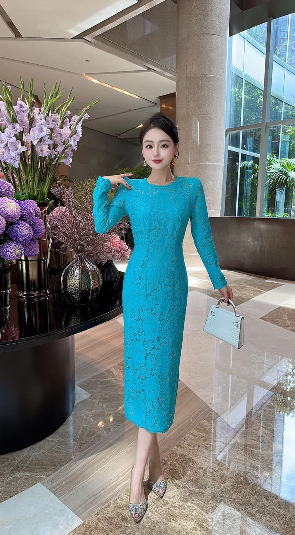 秋秋精选新款欧美时尚修身显瘦蕾丝包臀连衣裙66628