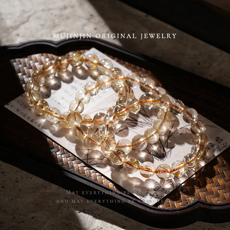 【木槿槿】天然金发晶11mm+水晶手串女款时尚手链XL865多样性发其一