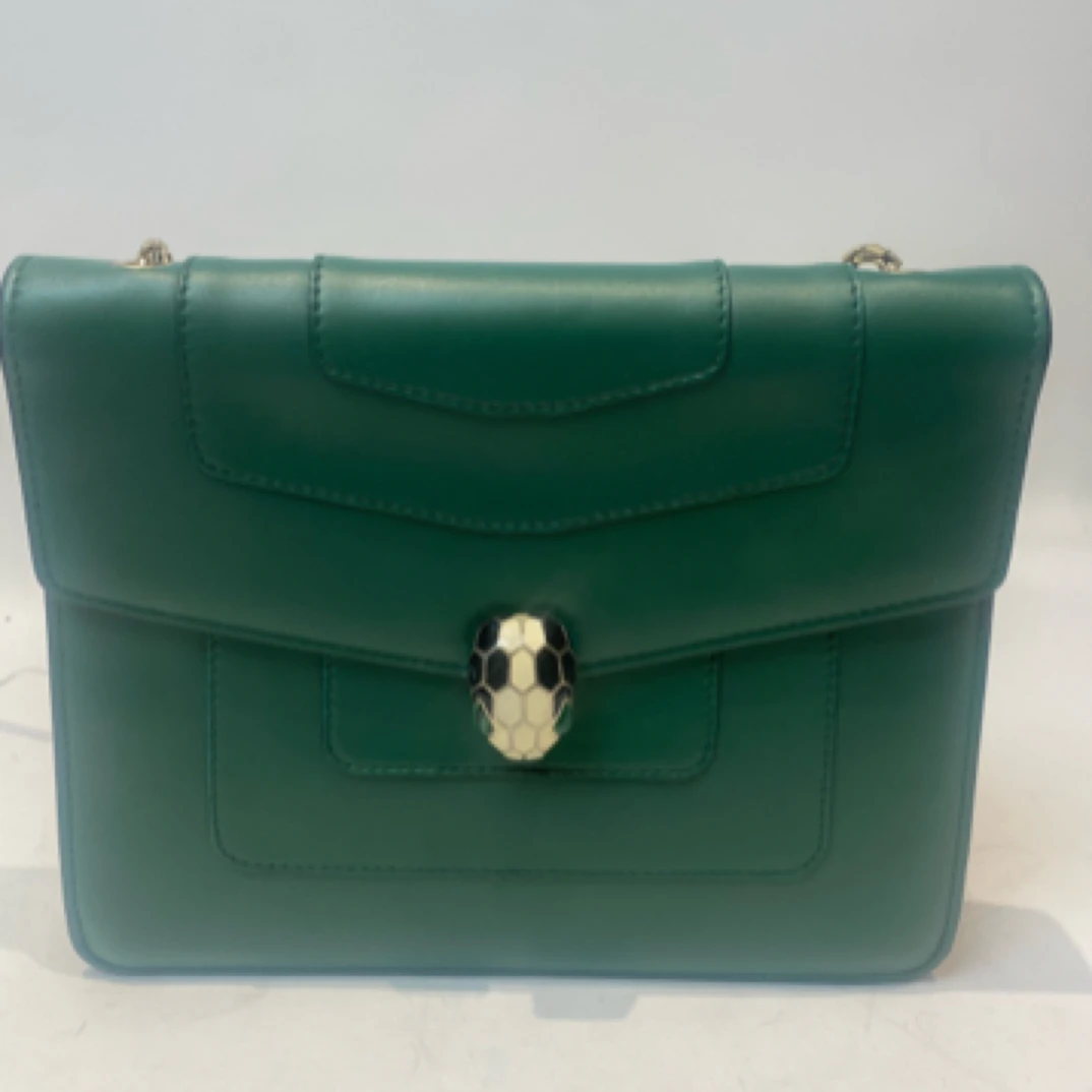 95新 BVLGARI/宝格丽 茉上/绿色中号单肩包