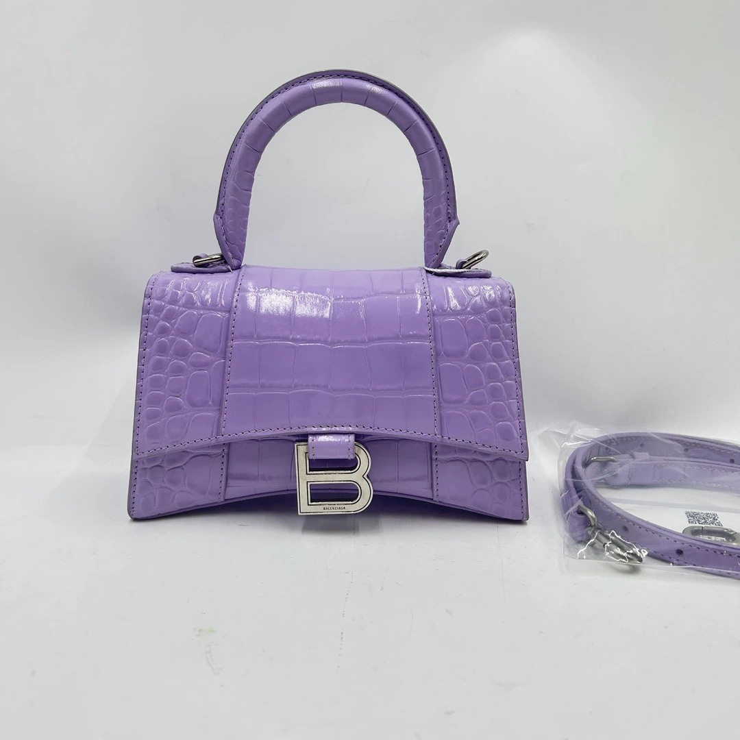 95新 Balenciaga/巴黎世家 茉上/XS号紫色沙漏手提单肩包