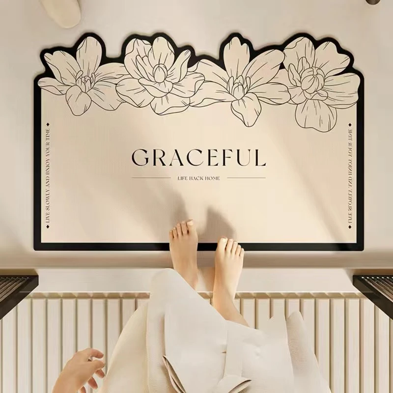 简约半亩花田异形浴室厨房卫生间门口硅藻泥地垫防滑吸水速干垫