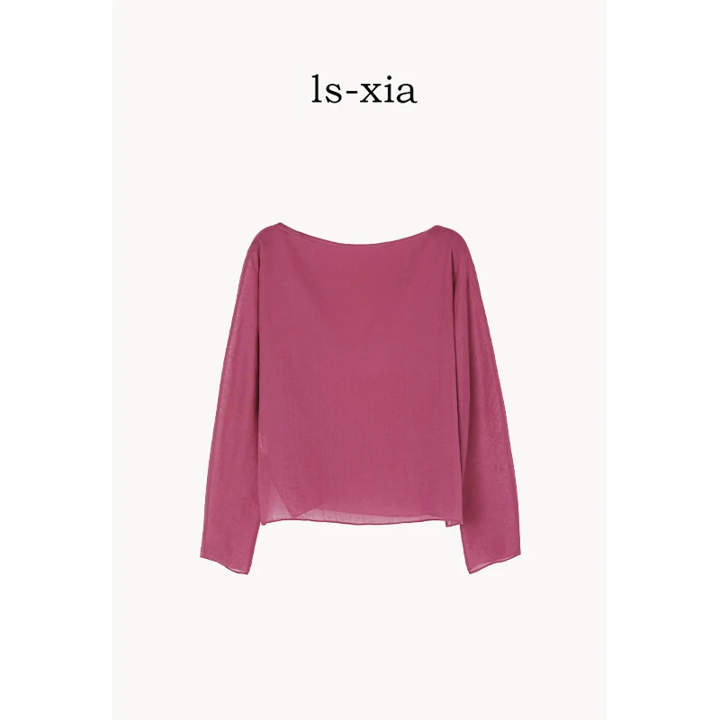 【彼岸花开】100苎麻 腋下设计感满满~圆领休闲纯色长袖衬衫24QQ048