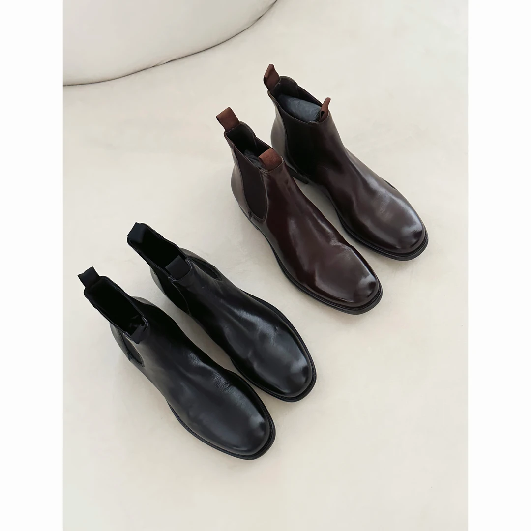 【摩登教主】手工鞋意大利胎牛皮高定系列复古时髦靴子秋冬百搭时