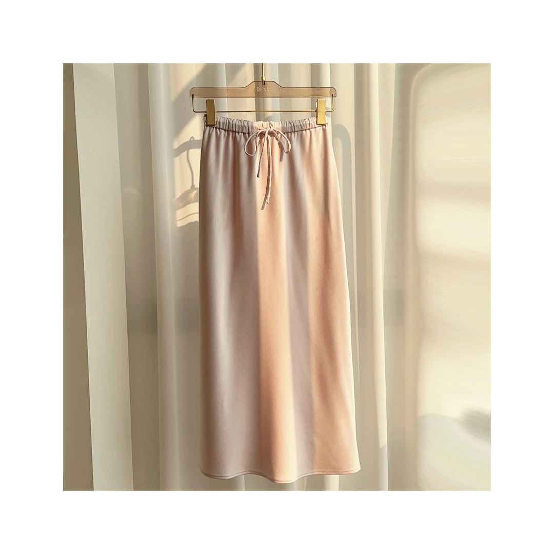 【浪漫序曲】真三醋酸!缎面高克重抽绳遮肚显瘦半裙高腰气质休闲