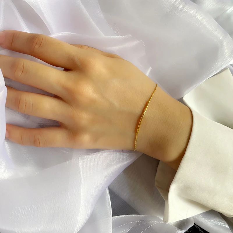 925银手链 小众款奢手链ins简约金色手链闺蜜女朋友手饰生日礼物