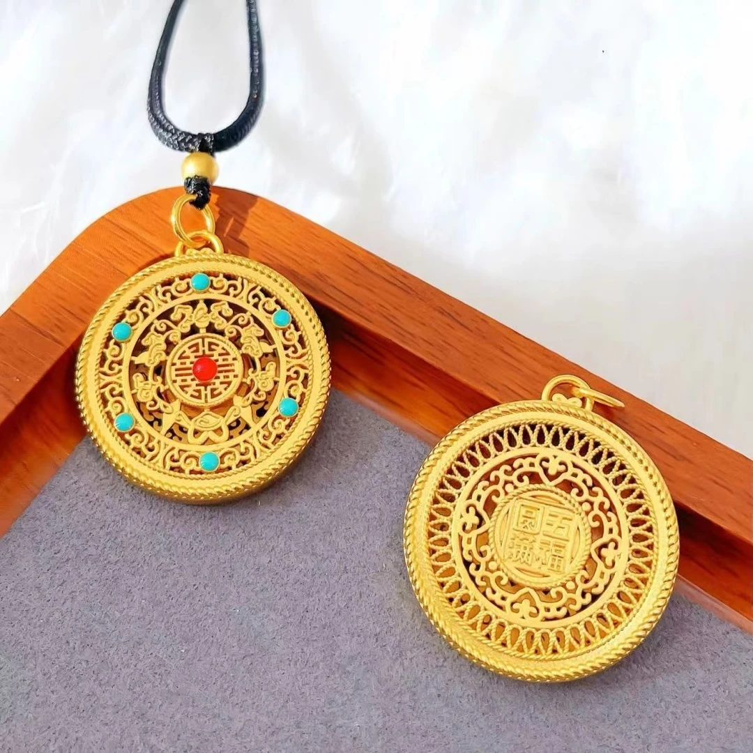 合金吊坠 五福圆满吊坠 双面时尚镂空款 国潮精美挂坠