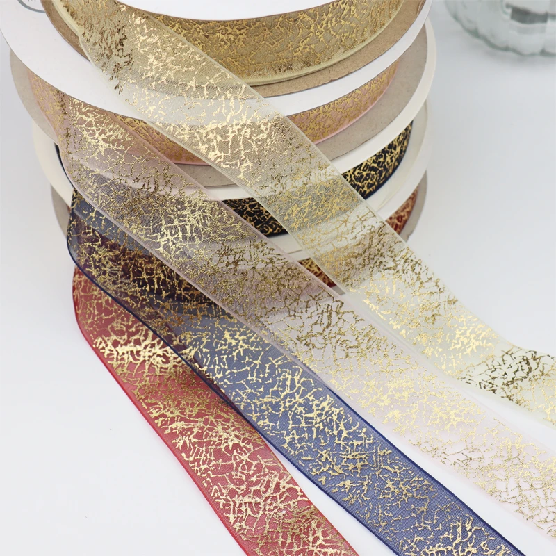 丝带diy吧唧托拖烫金网纱带蝴蝶结发饰徽章痛包谷美饰品烘焙包装