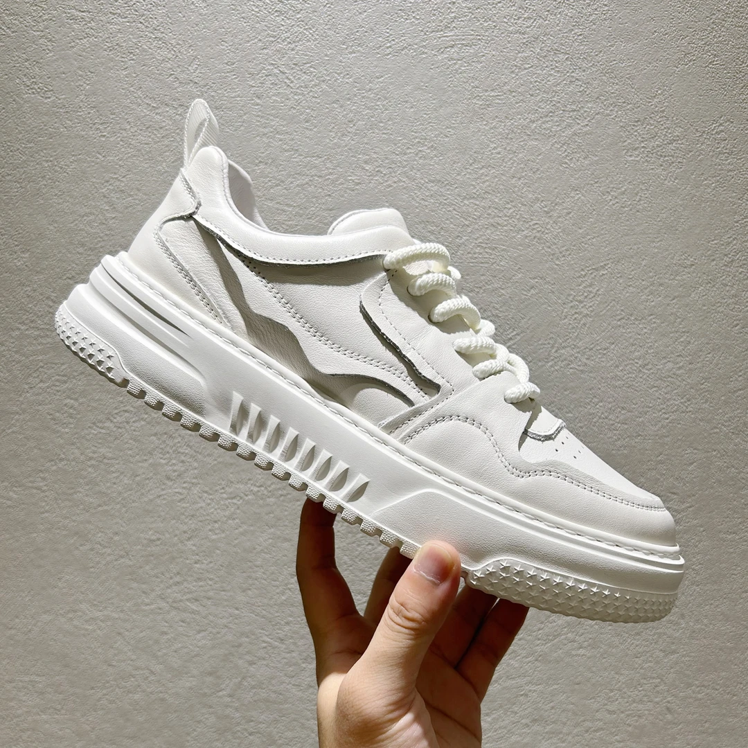 SHIKANGDA/石康达新款头层牛皮小白鞋超轻发泡底时尚休闲板鞋男