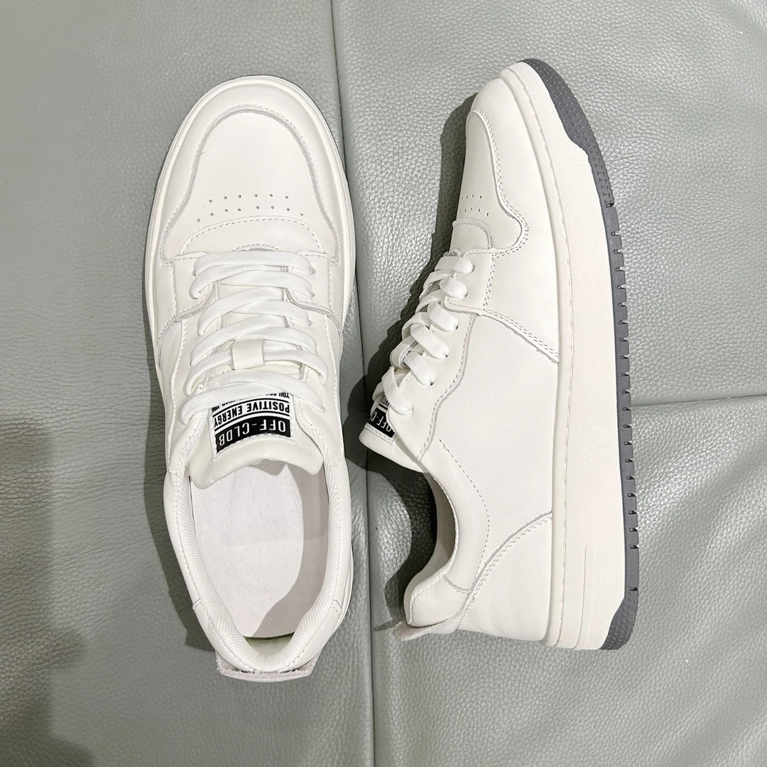 SHIKANGDA/石康达头层牛皮夏季新款小白鞋男士透气百搭休闲板鞋