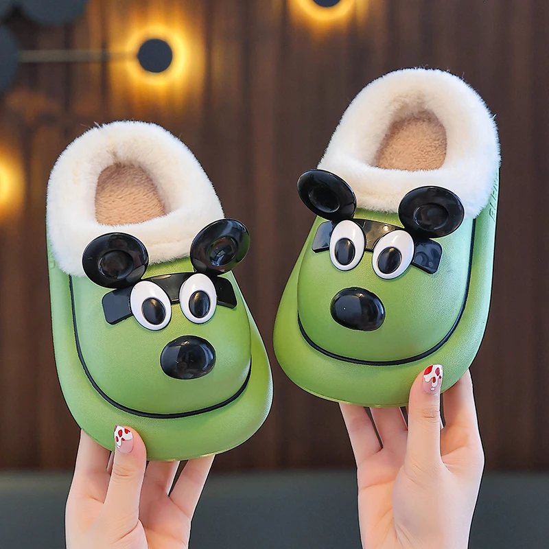 2024新款EVA儿童棉拖鞋冬季家居防滑防水室内卡通可爱男女童拖鞋