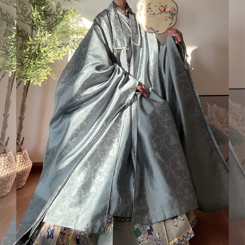 织尚御司【如意百子】汉服女大放量晚明风暗纹披风立领长衫春秋明制