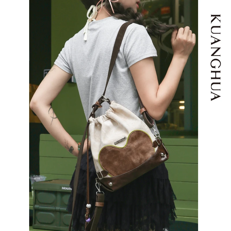 KUANGHUA哐花2025款小双肩包托特流浪包一包多用松弛感女斜挎包包