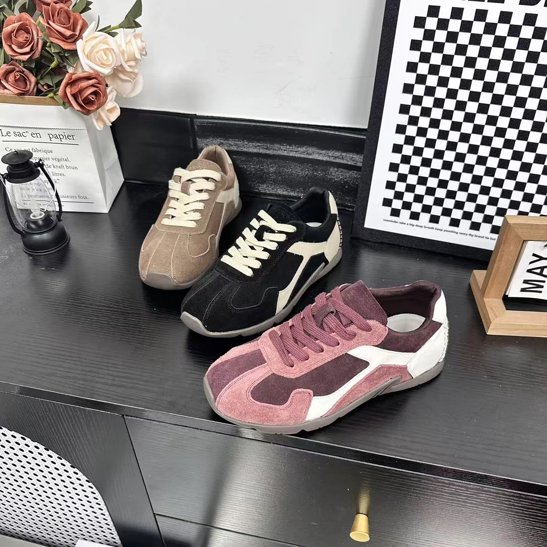 秋冬新品时尚休闲女鞋百搭潮鞋德训鞋复古潮流冷粘工艺6300