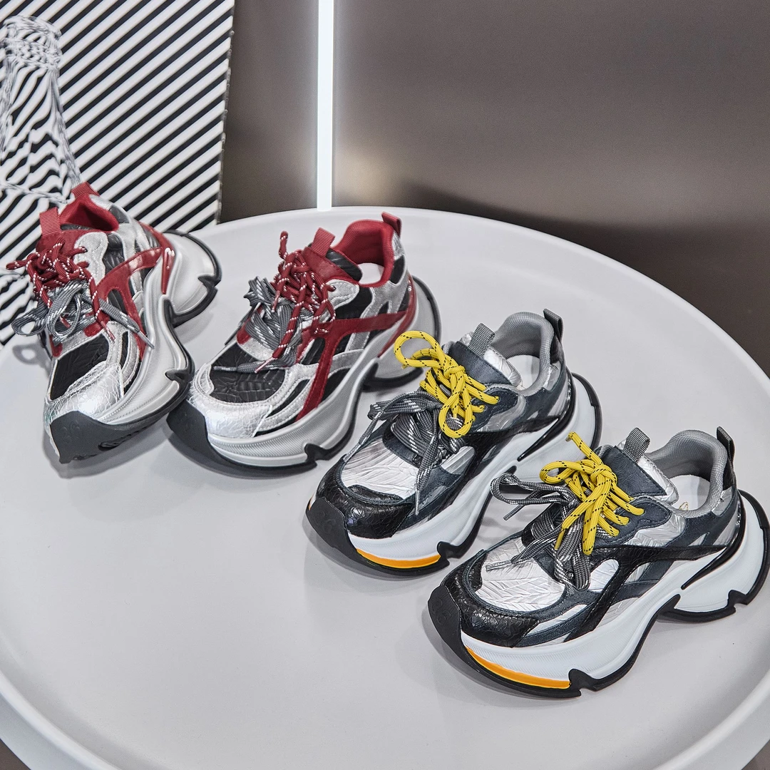 新款时尚休闲女鞋百搭潮流ins潮鞋老爹鞋系带厚底36232//JMA